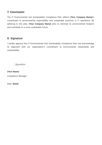 Free IT Environmental And Sustainability Compliance Plan Template to Edit Online