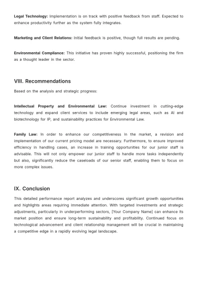 Free Law Firm Practice Area Performance Report Template to Edit Online