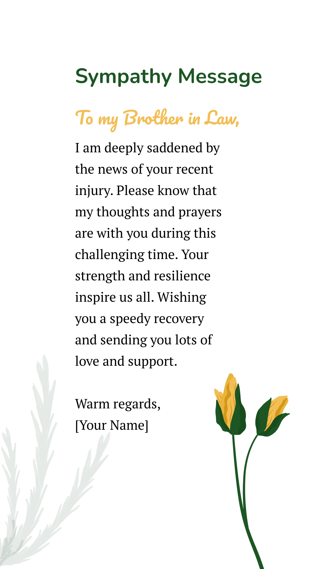 sympathy message for brother in law Template