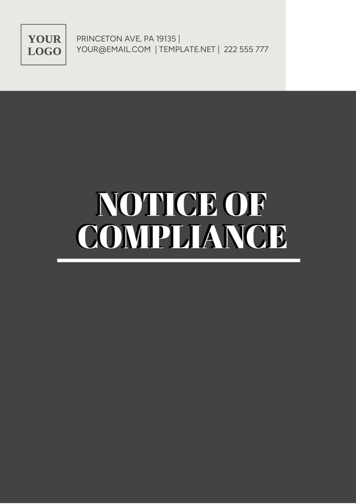 Free Notice Of Compliance Template