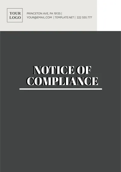 Free Notice Of Compliance Template to Edit Online