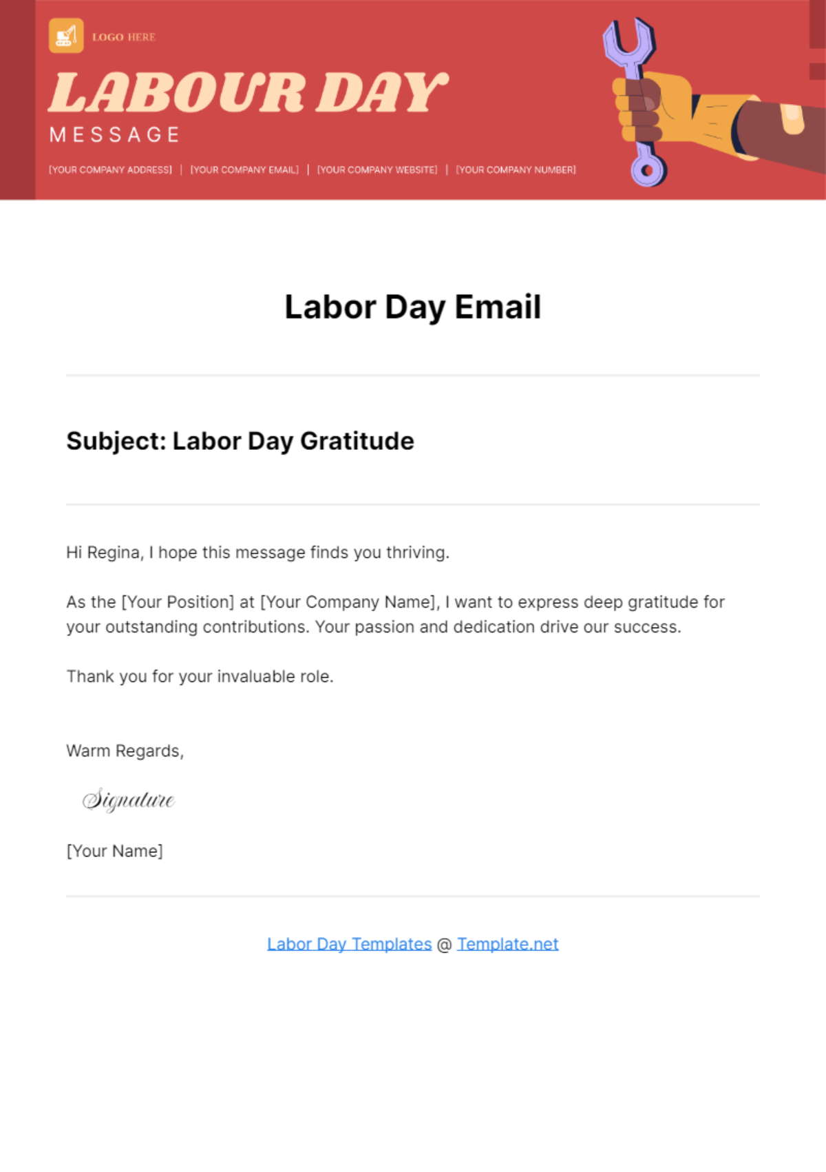 Labor Day Email Template