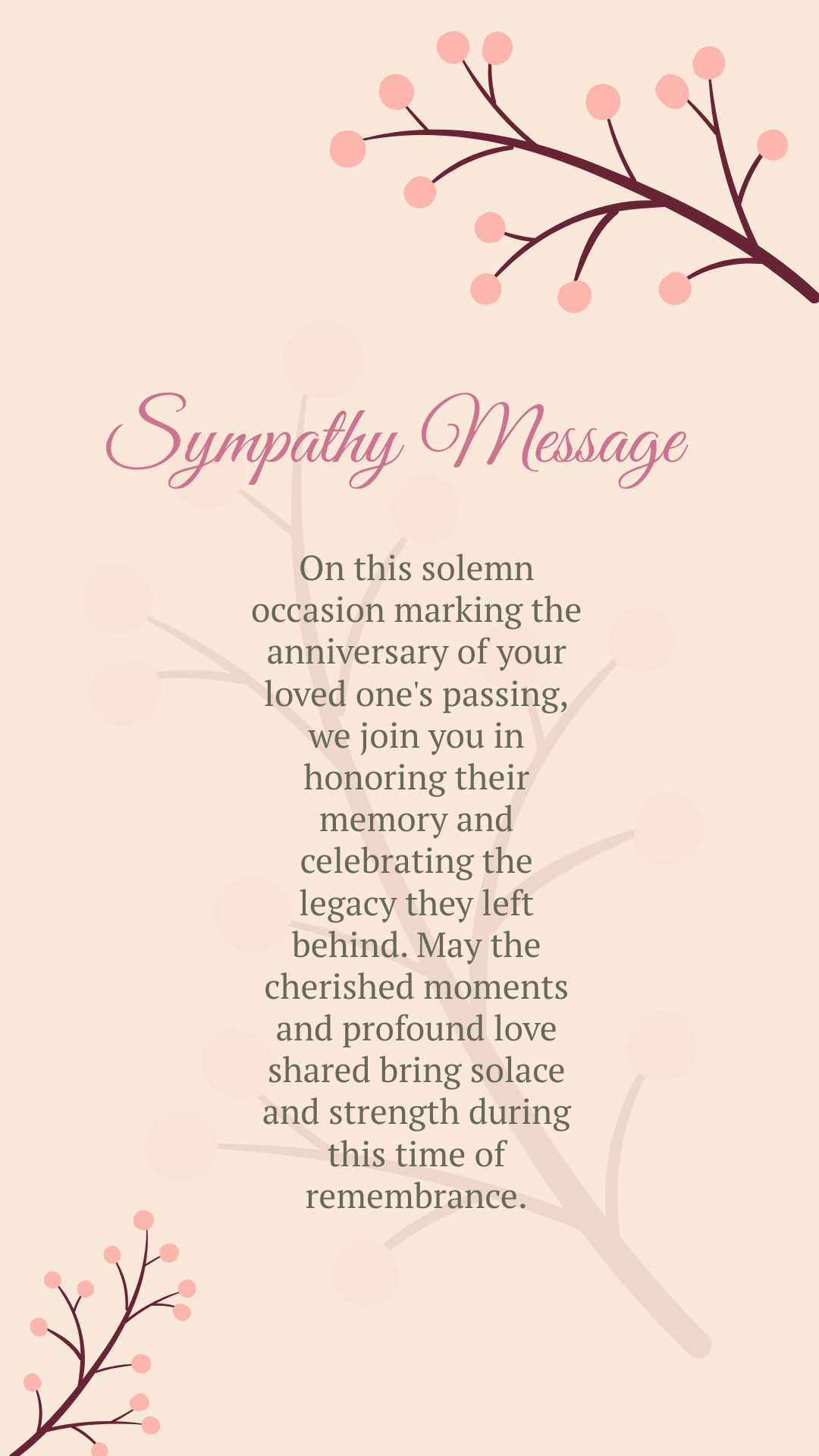 Free sympathy message for anniversary of death Template