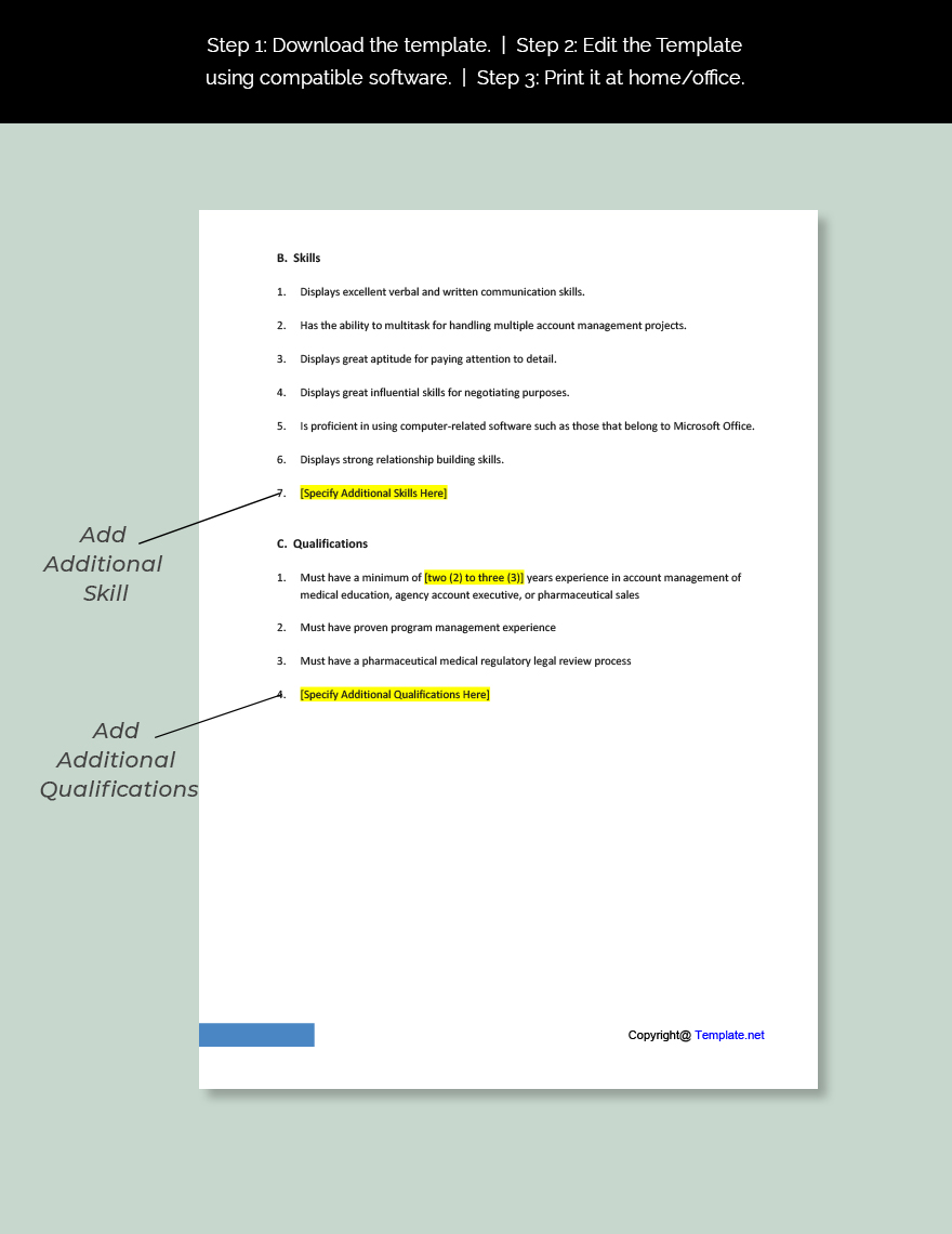 Pharmaceutical Account Manager Job Description Template Google Docs 