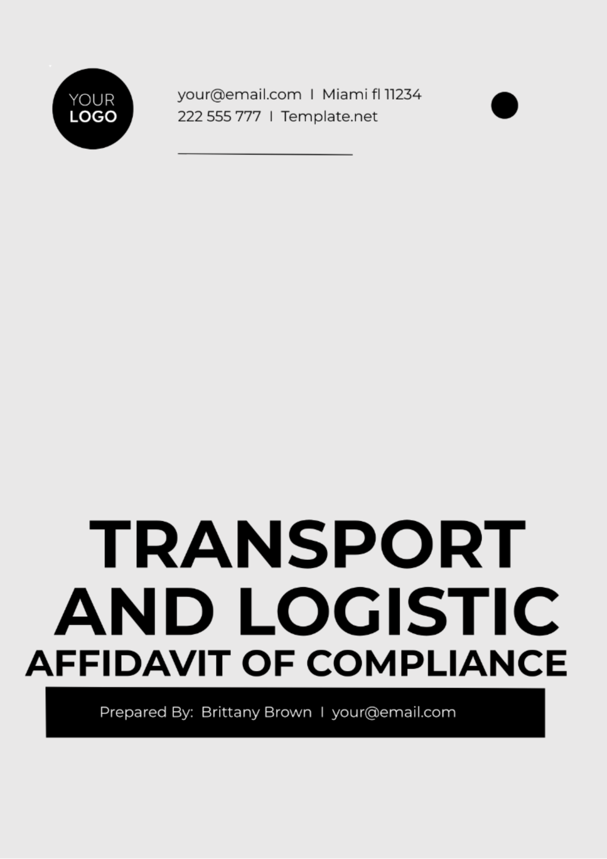 Transport And Logistics Affidavit Of Compliance Template