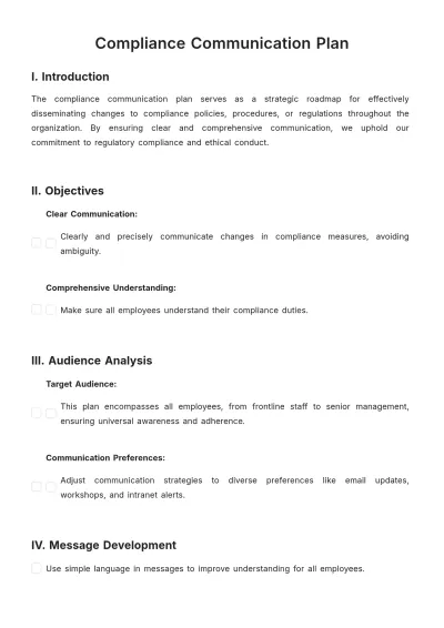 Free Compliance Communication Plan Template to Edit Online