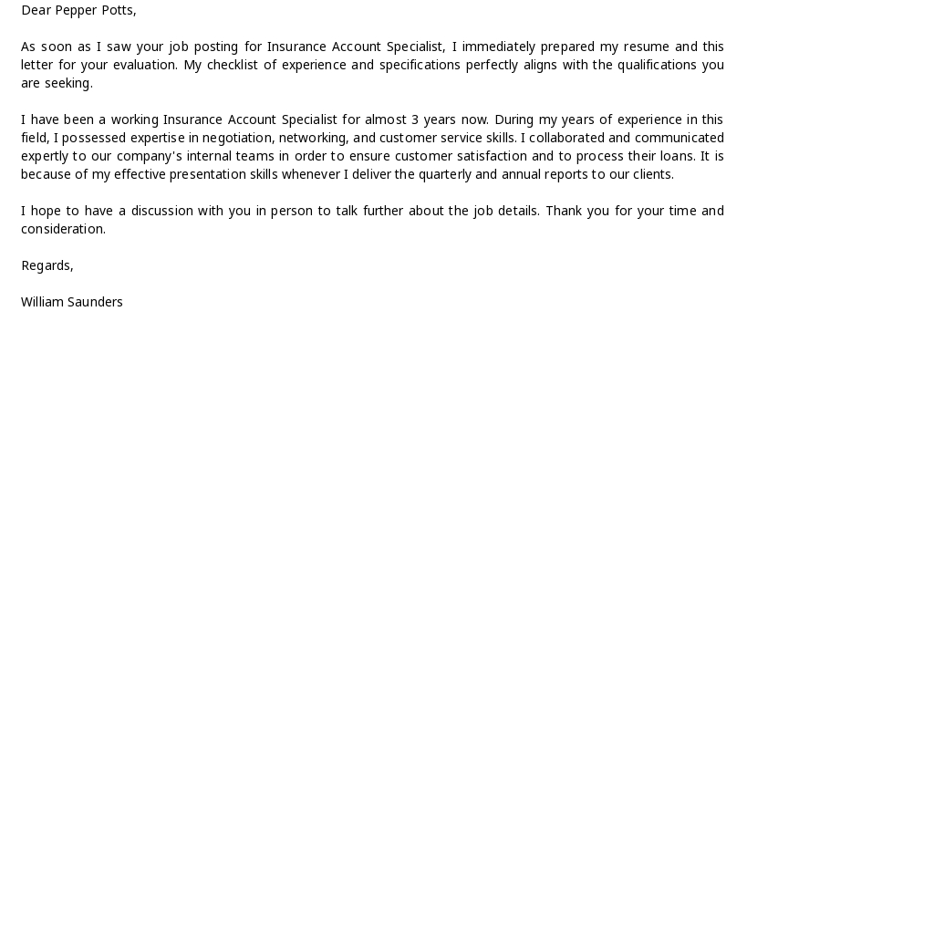 Insurance Account Specialist Cover Letter Template.jpe