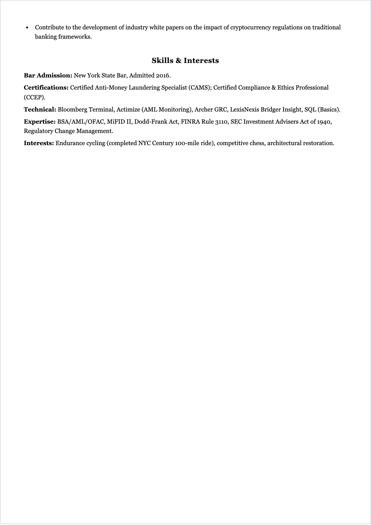 Free Compliance Attorney ATS Resume Template, AI Resume Builder