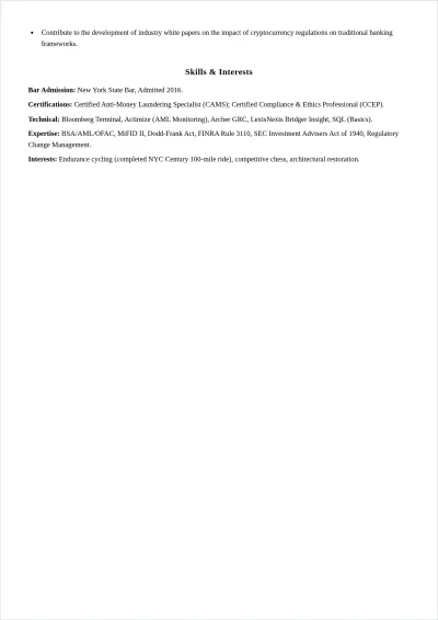 Free Compliance Attorney ATS Resume Template, AI Resume Builder
