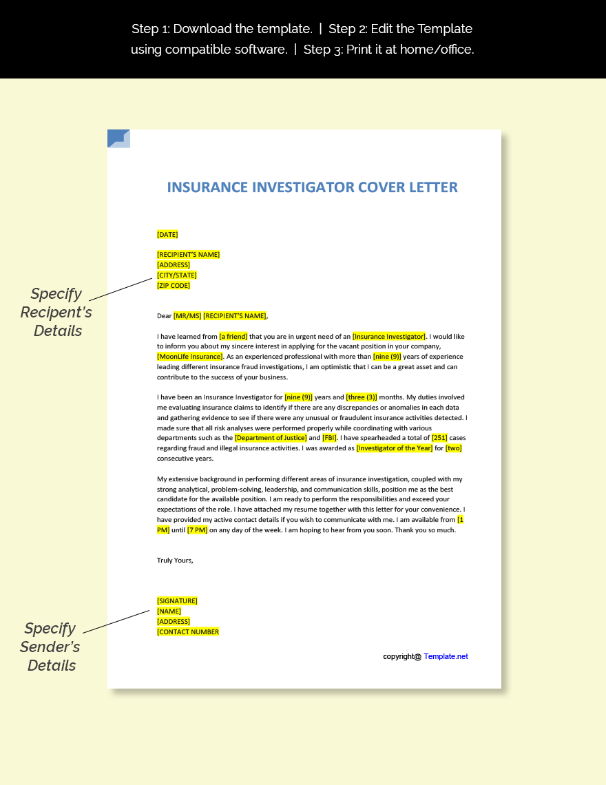 Insurance Investigator Cover Letter