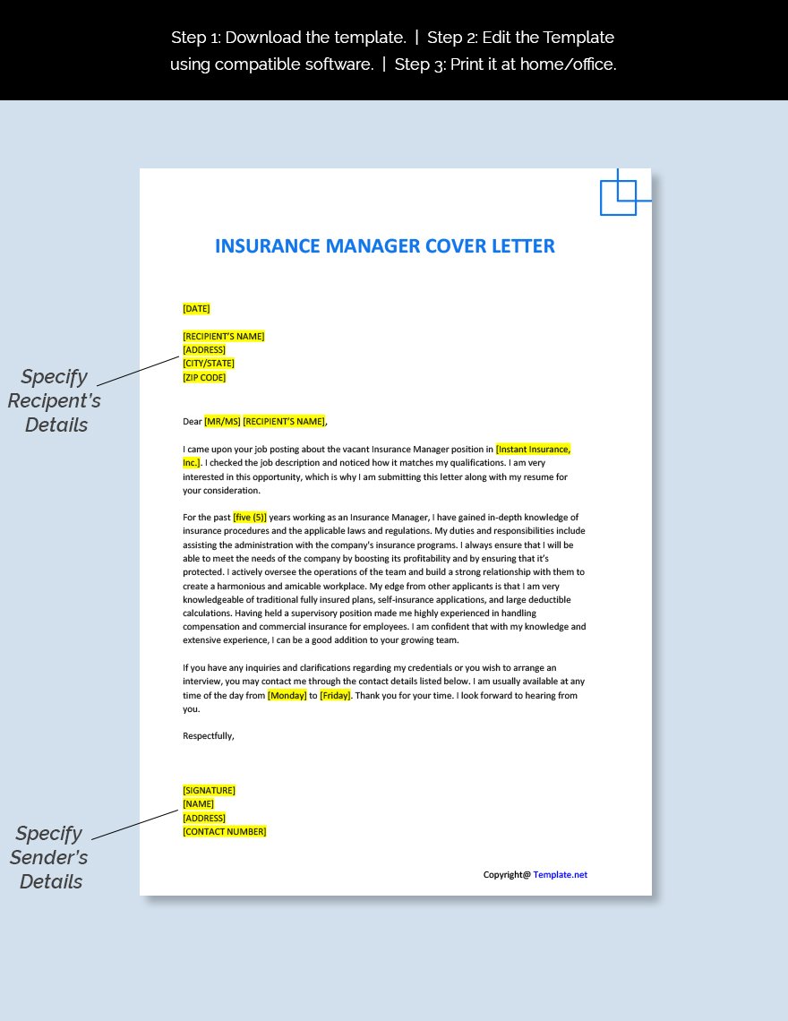 Insurance Manager Cover Letter