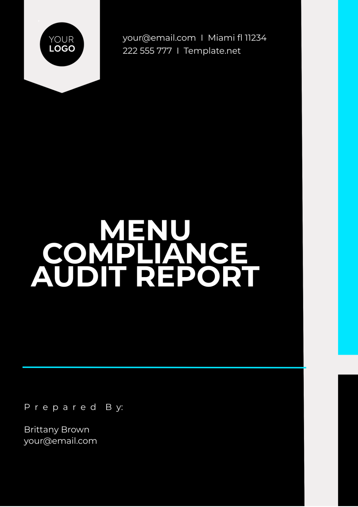 Menu Compliance Audit Report Template