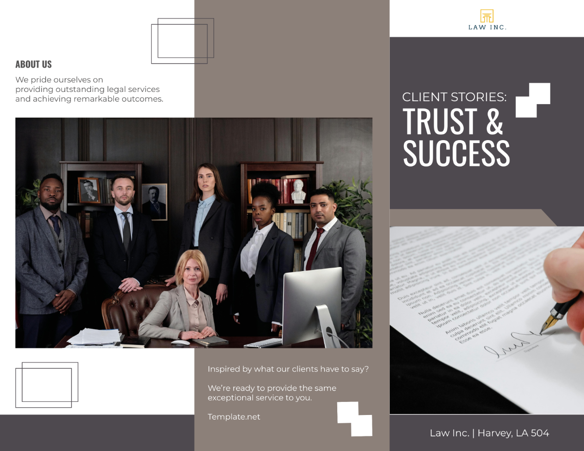 Law Firm Client Testimonials Brochure Template