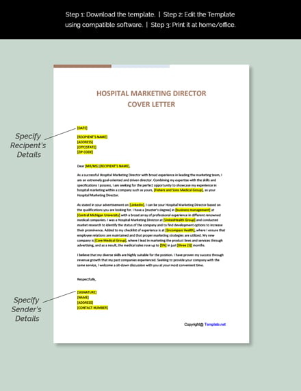 Hospital Marketing Director Cover Letter Template