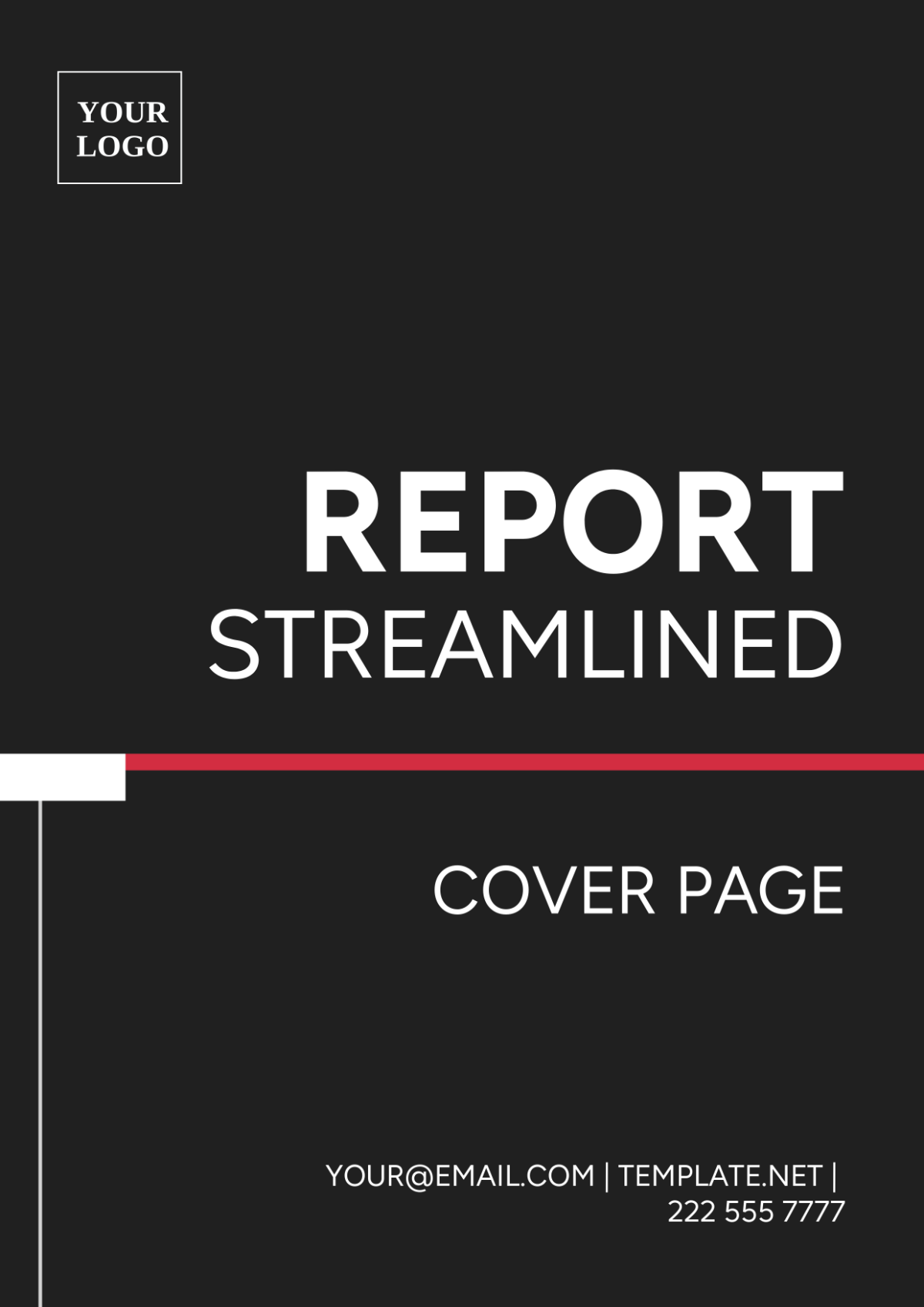 Report Streamlined Cover Page Template