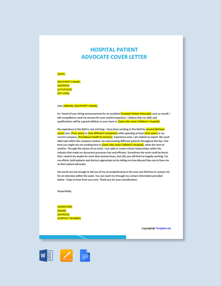 Hospital Patient Advocate Cover Letter