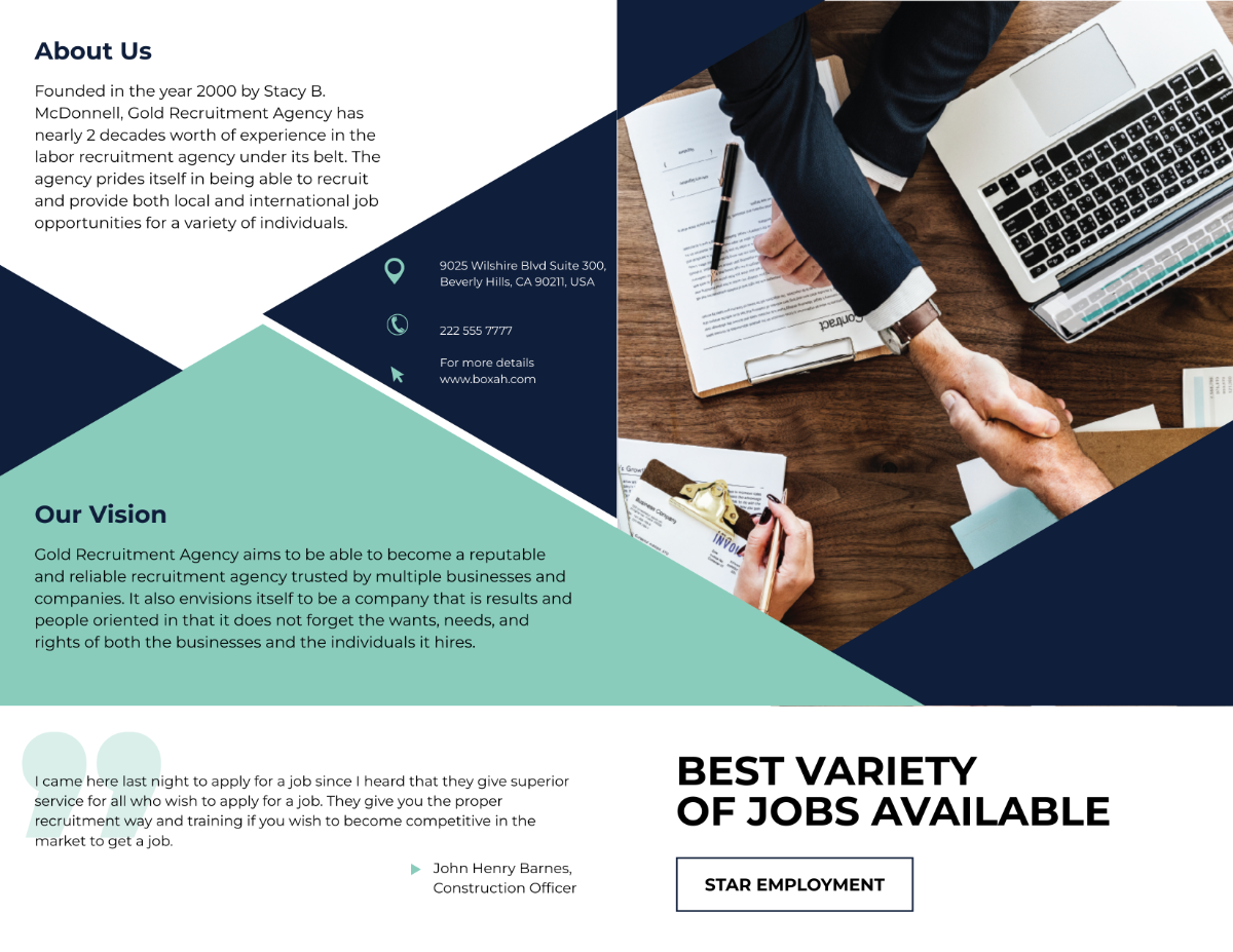 Recruitment Bi fold Brochure Template