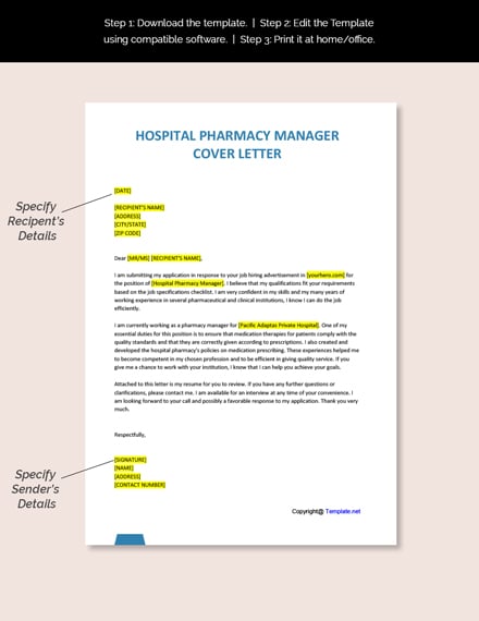 hospital pharmacist application letter sample