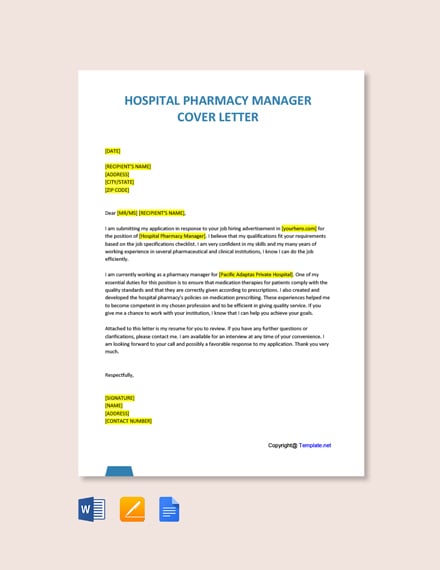 Hospital Cleaner Cover Letter Template - Google Docs, Word | Template.net