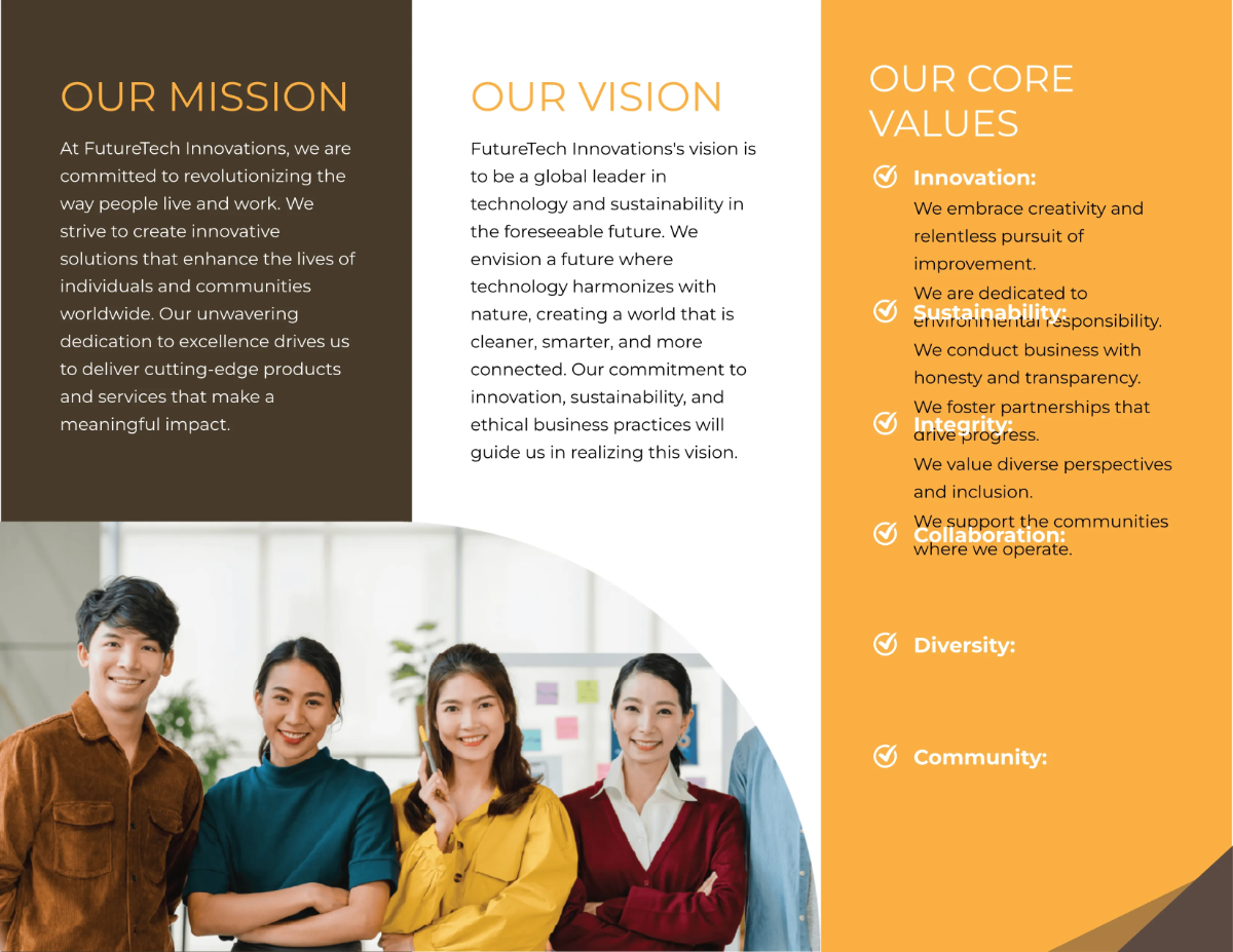 Free Organizational Mission and Vision Brochure Template to Edit Online