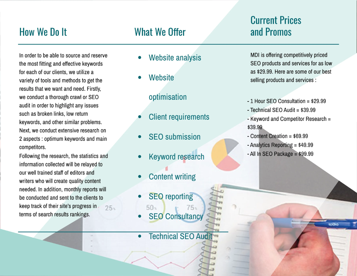 Free SEO Brochure Template to Edit Online