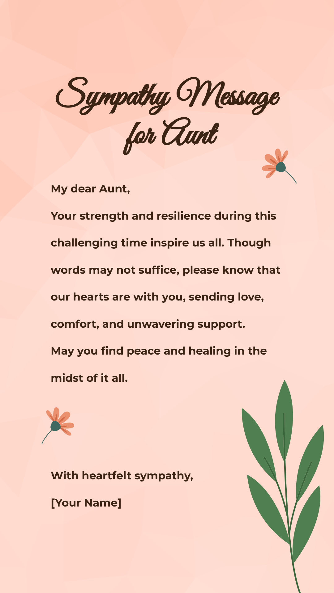 Sympathy Message for Aunt