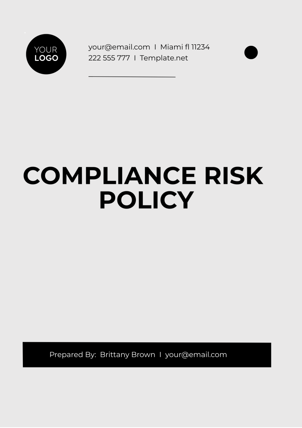 Compliance Risk Policy Template