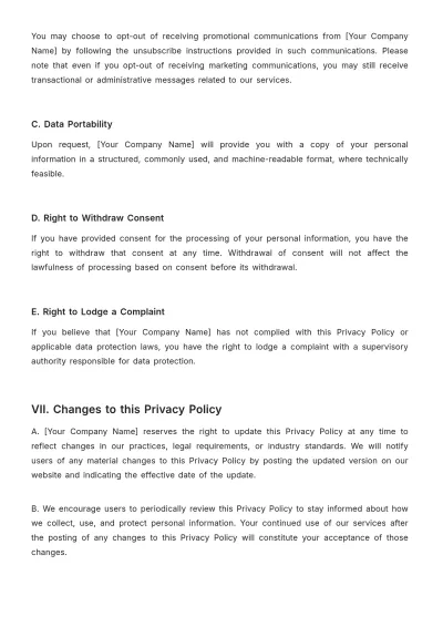 Free Law Firm Privacy Policy Template to Edit Online