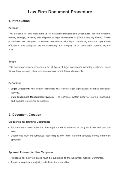 Free Law Firm Document Procedure Template to Edit Online