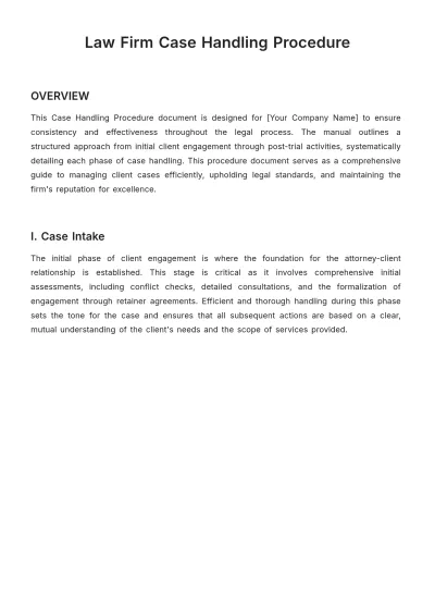 Free Law Firm Case Handling Procedure Template to Edit Online