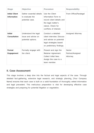 Free Law Firm Case Handling Procedure Template to Edit Online