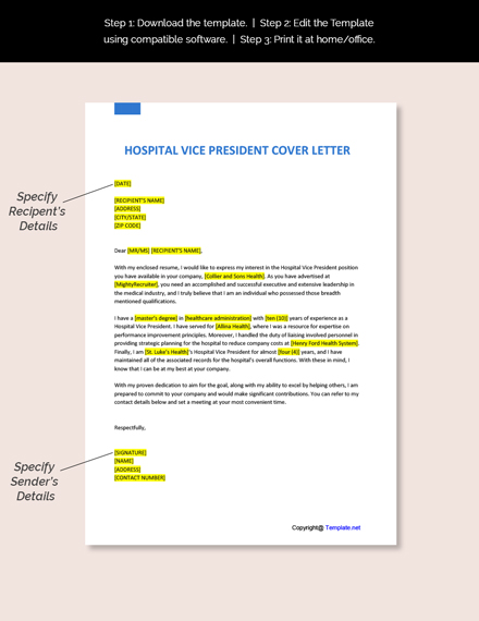 Hospital Vice President Cover Letter Template