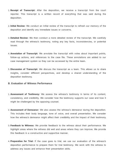 Free Law Firm Deposition Preparation Procedure Template to Edit Online