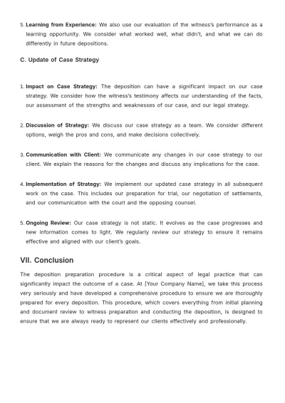 Free Law Firm Deposition Preparation Procedure Template to Edit Online
