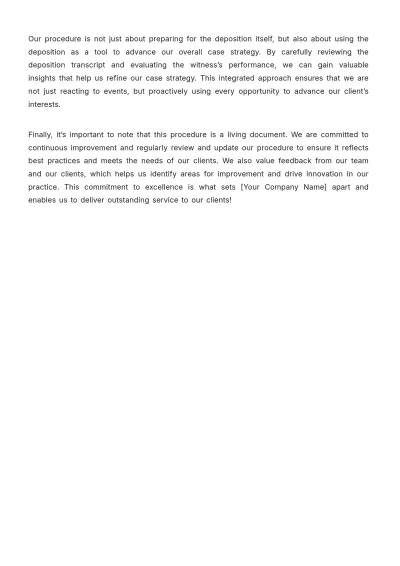Free Law Firm Deposition Preparation Procedure Template to Edit Online