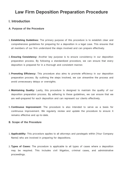 Free Law Firm Deposition Preparation Procedure Template to Edit Online