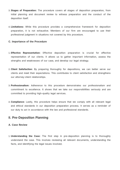 Free Law Firm Deposition Preparation Procedure Template to Edit Online