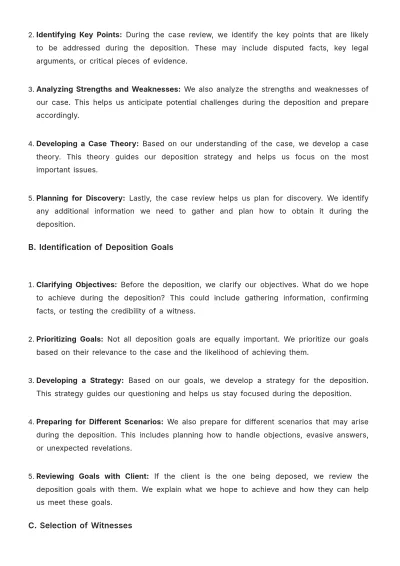 Free Law Firm Deposition Preparation Procedure Template to Edit Online