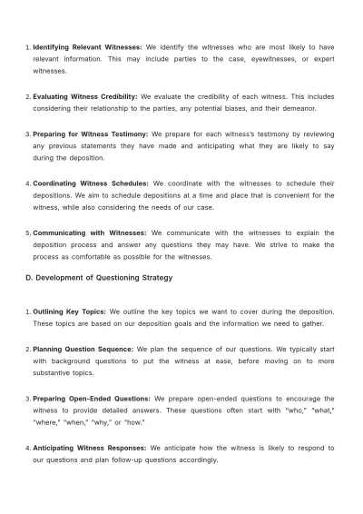 Free Law Firm Deposition Preparation Procedure Template to Edit Online