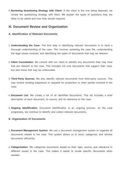Free Law Firm Deposition Preparation Procedure Template to Edit Online
