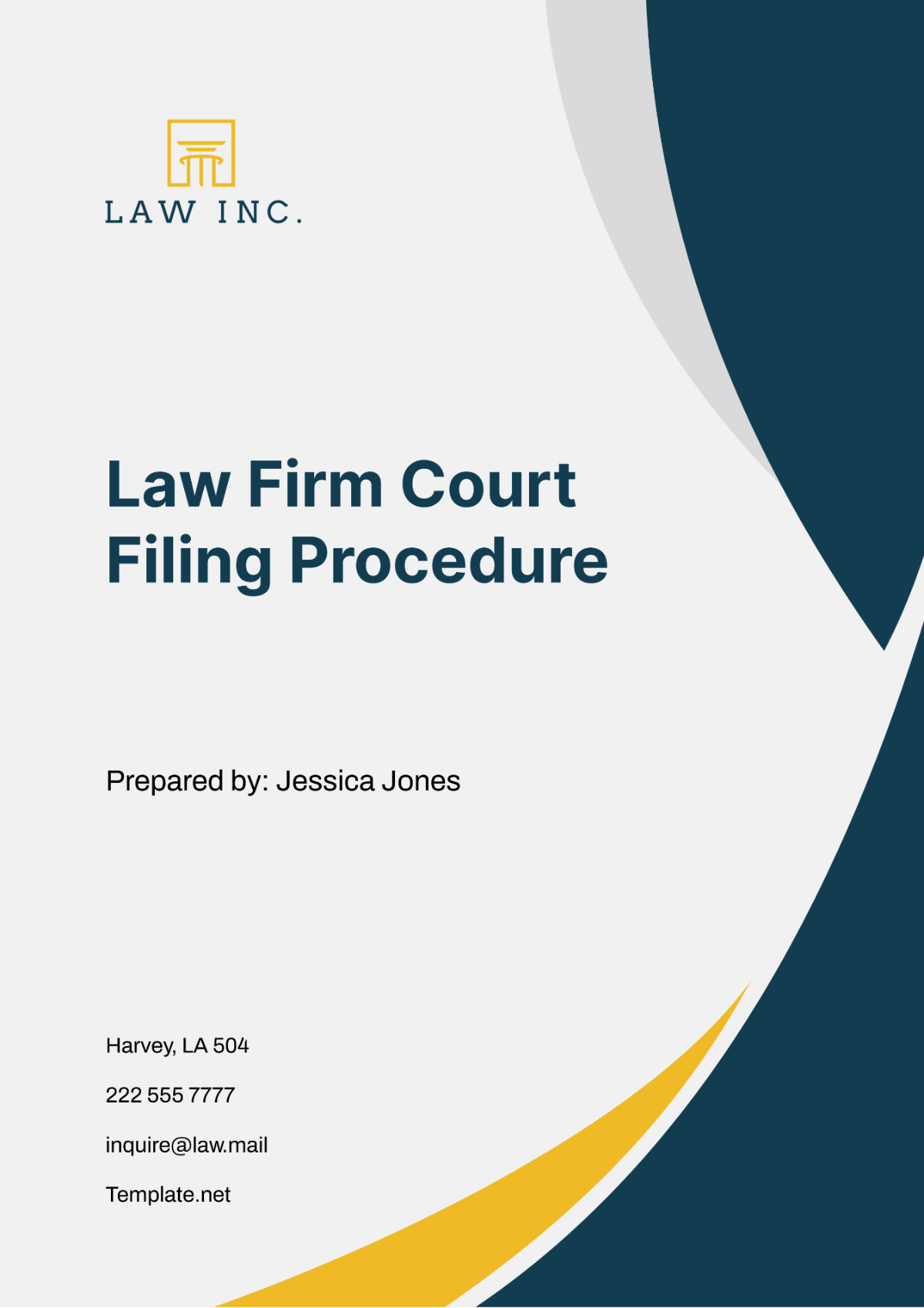 Free Law Firm Court Filing Procedure Template to Edit Online