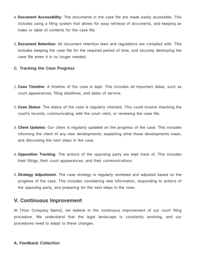 Free Law Firm Court Filing Procedure Template to Edit Online