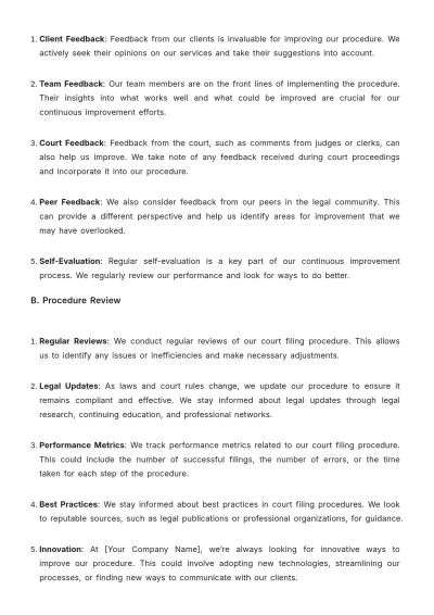 Free Law Firm Court Filing Procedure Template to Edit Online
