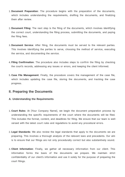 Free Law Firm Court Filing Procedure Template to Edit Online