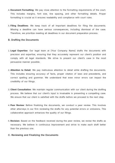 Free Law Firm Court Filing Procedure Template to Edit Online