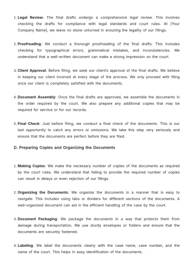 Free Law Firm Court Filing Procedure Template to Edit Online