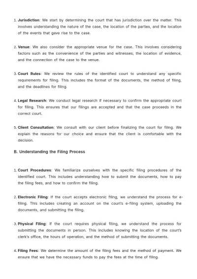 Free Law Firm Court Filing Procedure Template to Edit Online
