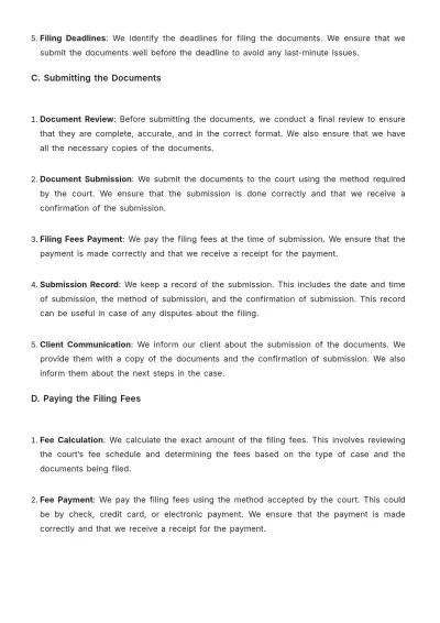 Free Law Firm Court Filing Procedure Template to Edit Online