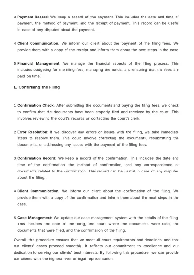 Free Law Firm Court Filing Procedure Template to Edit Online