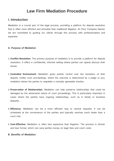 Free Law Firm Mediation Procedure Template to Edit Online